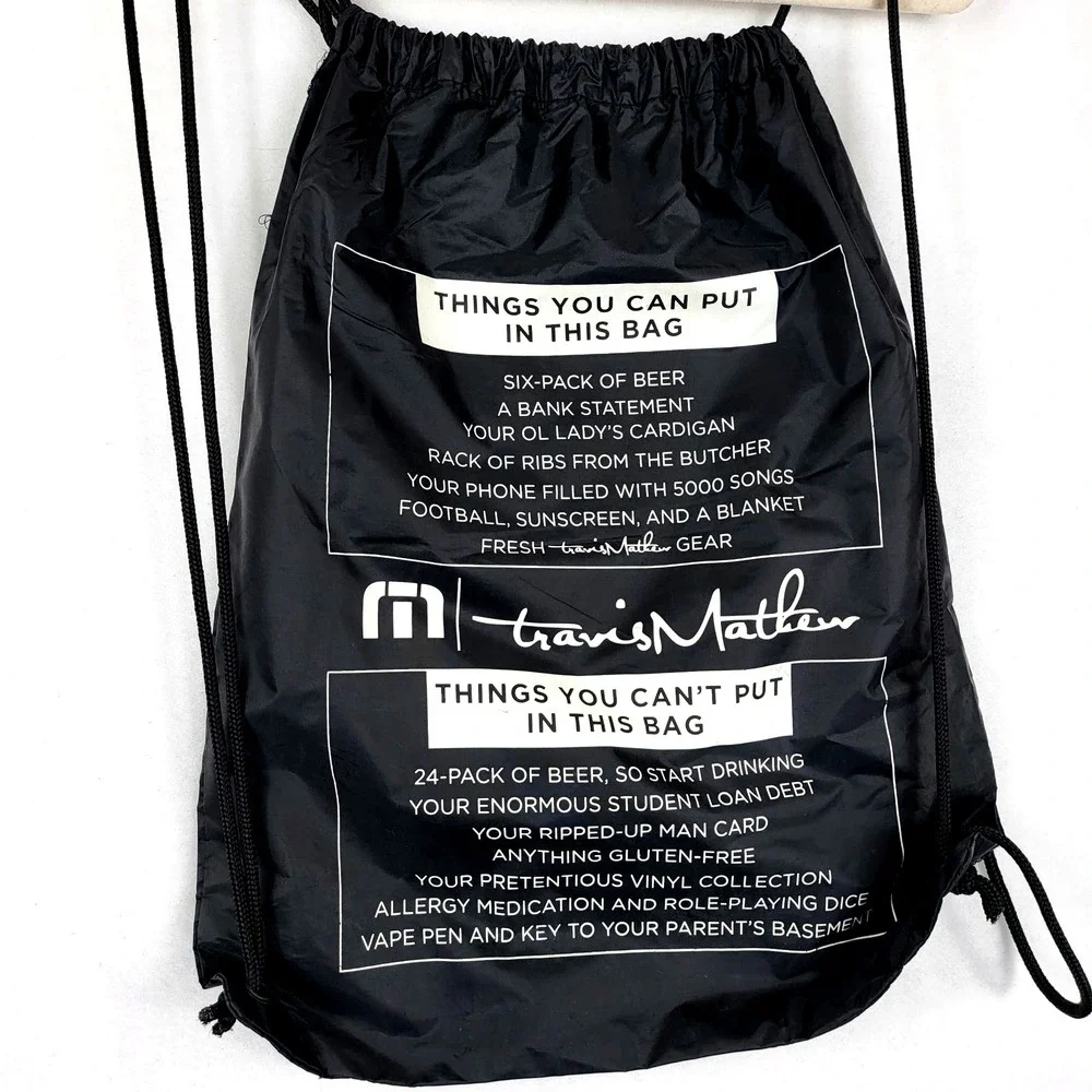 Travis Mathew Black Drawstring Backpack  #‎ 653